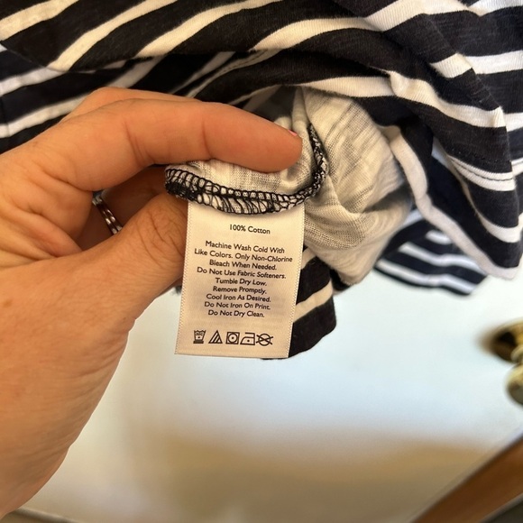 Eddie Bauer, large 100% cotton, navy blue and white striped. Nautical cardigan - Picture 8 of 8